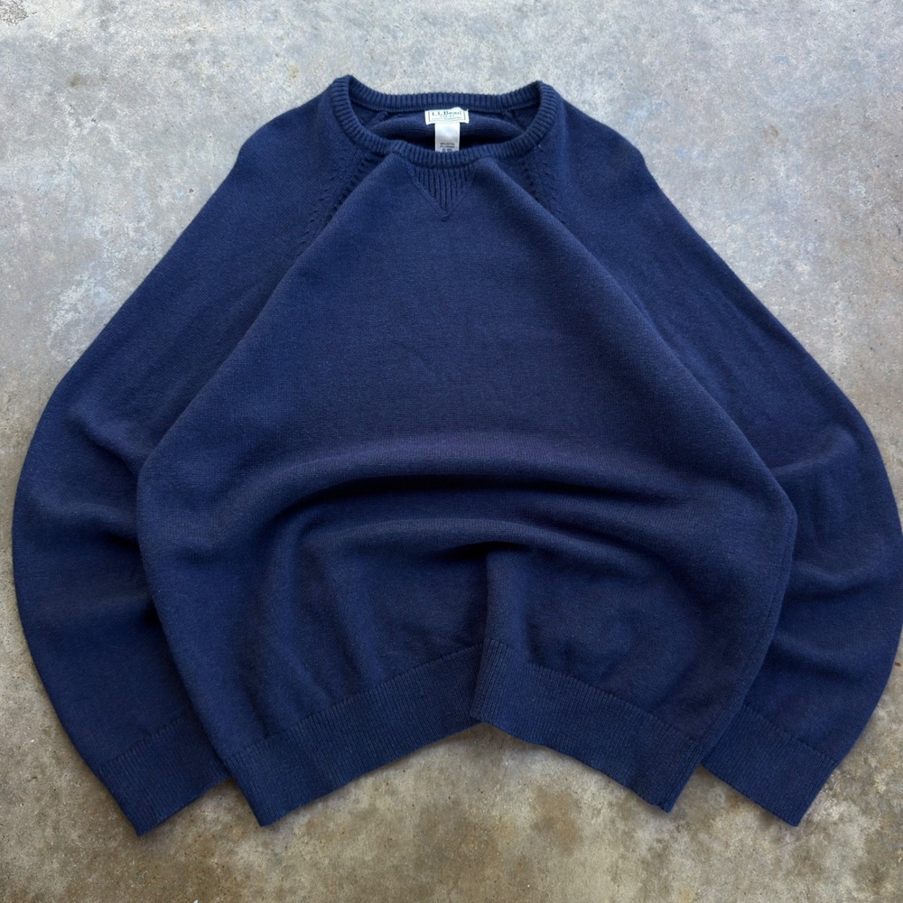 Vintage 2000s LL Bean Sweater Cashmere Blend Knit Gorpcore Navy XL (g5)